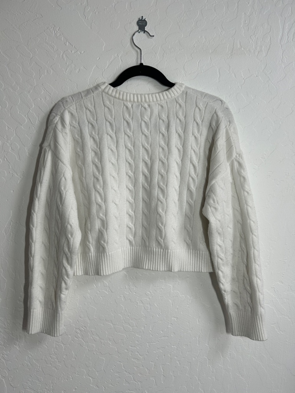 Women's Soft Cable Knit Crop Sweater - White - Picture 2 of 6